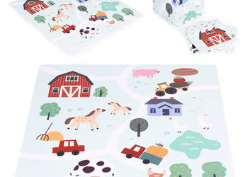Duża mata piankowa EVA dla dzieci Farma 90,5x90,5 cm 21 el. ECOTOYS