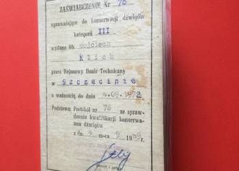( 1427 ) Legitymacja Zaświadczenie, Klich