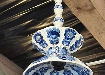 Lampa wisząca Włocławek typ1319 Vintage retro PRL, fajans