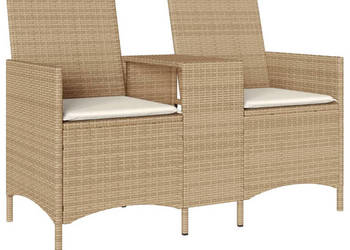 Ogrodowa sofa 2-os. ze stolikiem i poduszkami beżowy rattan PE WM-4003888