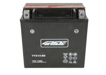 Akumulator motocyklowy 4 RIDE YTX14-BS 12V 12,6Ah 200A (AGM, Lewy+)