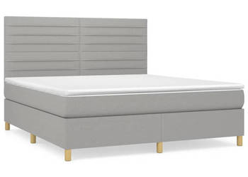 Łóżko kontynentalne z materacem jasnoszare tkanina 180x200cm WM-3142433