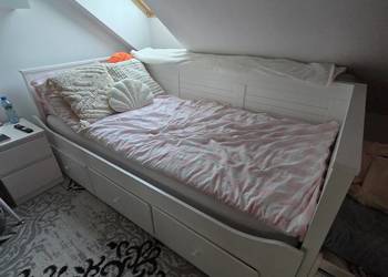 Łóżko białe rozkładane 100 x 210