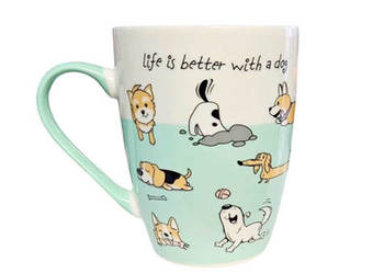 miętowy kubek z porcelany, psy kubek, pies kubek, porcelanowy kubek pieski