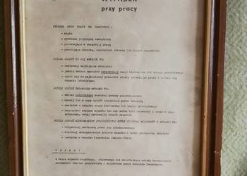 Oryginalna tablica BHP "Wypadek przy pracy" instrukcja , Loft PRL
