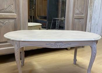 Ława kawowa kremowa vintage Francja Ludwik XV, drewno