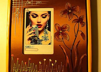 Drewniana ramka na zdjęcie ,ręcznie malowane i wykonane zdobienia