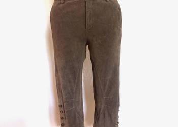 Spodnie brązowe Capri za kolano Rybaczki ZAMSZ r. 36/38 SKÓRA damskie NOWE