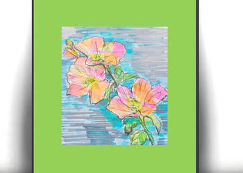 kwiaty obrazek 30x40, botaniczny plakat A3, boho grafika