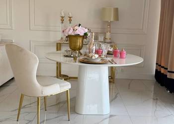 Designerski Stół Okrągły MODENA Drewniany Lakierowany Glamour Na Wymiar