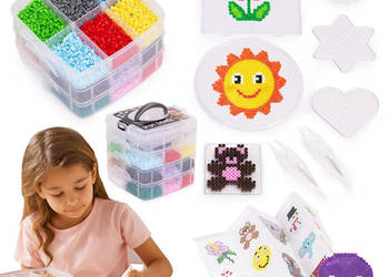 Koraliki do prasowania zestaw XXL 9000 sztuk kuferek szablony