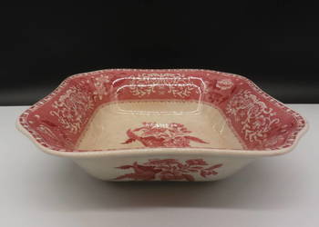 Kwadratowa Miska Spode „Pink Camilla” – Angielska Ceramika Vintage / Antyk