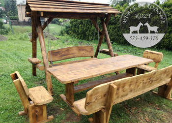 PROMOCJA!. Huśtawka ogrodowa drewniana / plac zabaw / stelaż Z GRUBYCH BALI