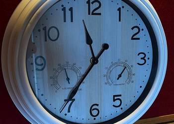 Zegar ścienny z termometrem i higrometrem w stylu retro , średnica 30 cm