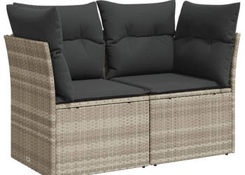 Sofa ogrodowa z poduszkami 2-osobowa jasnoszara polirattan WM-366176