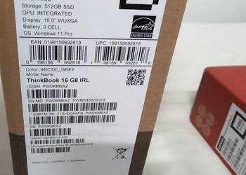 Okazja Nowy zapakowany Laptop Lenovo ThinkBook 16 G8 IRL U7 16GB 512GB WUXG