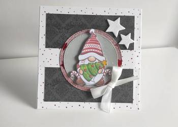 Kartka ręcznie robiona świąteczna Boże Narodzenie skrzat 1 Kartka ręcznie robiona świąteczna Boże Narodzenie skrzat 1