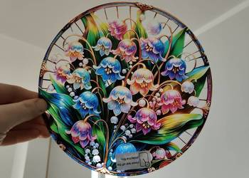 Nowy witraż witrażyk dekoracja okienna kwiaty konwalie