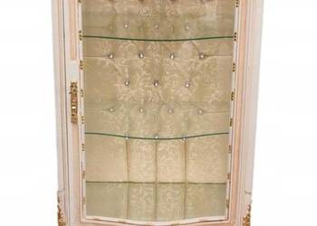 Witryna Piękna - Drewniana Gablota Serwantka - Creme - Złote Okucia