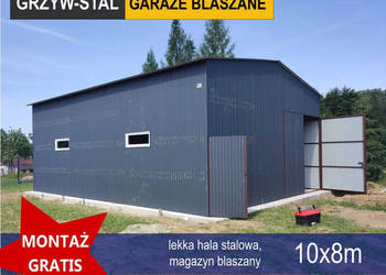 Garaż Blaszany Grafitowy Duży / MAŁA HALA -Wiata -Magazyn - GrzywStal a48v1