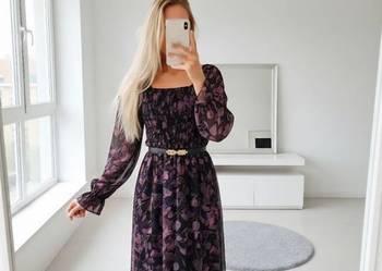 Sukienka siateczkowa z gumkami Fiolet