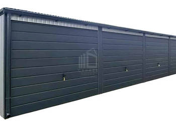 Garaż blaszany 18x5 m - brama uchylna x6- jasny srebrny - dach ID1166
