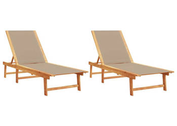 Leżaki 2 szt. taupe lite drewno akacjowe i textilene WM-3279251