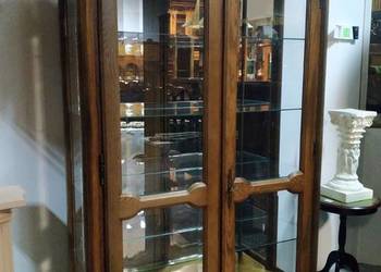 Elegancka dębowa witryna serwantka lite drewno