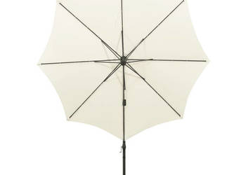 Parasol wiszący z lampkami LED i słupkiem 300 cm piaskowy WM-312336