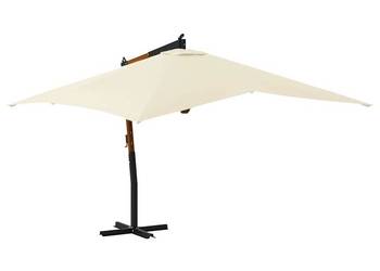Wiszący parasol z drewnianym słupkiem, 400x300 cm, piaskowy（318429）