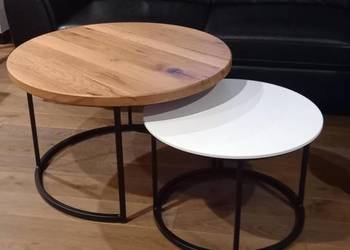Zestaw stolików blat lity dąb + corian