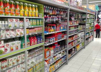 Regał sklepowy z odkładem nowy integracja wózek magazynowy budowlany DIY