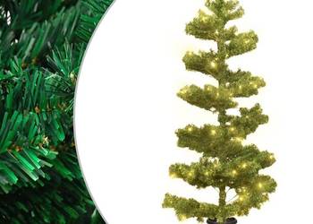 vidaXL Spiralna choinka z lampkami i stojakiem, zielona, 120 cm(SKU:344649)