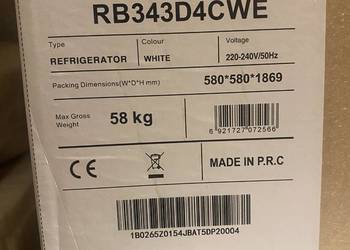 Lodówka Hisense RB343D4CWE z zamrażalnikiem dolnym 180 cm Biała