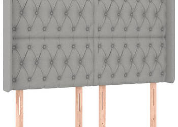 Zagłówek do łóżka z LED jasnoszary 147x16x118/128 cm tkanina WM-3124382