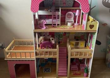 Duży domek dla lalek XXL drewniany Kinderplay willa garaż balkon lalki