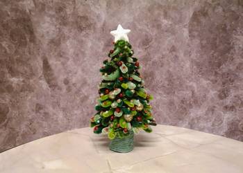 Choinka świąteczna (rękodzieło, LED, 23 cm)