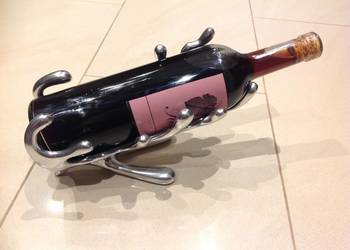 Piękny Stojak na Wino Srebrny Aluminium Design