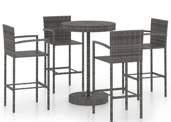 5-cz. zestaw mebli barowych do ogrodu rattan PE szary WM-3064773