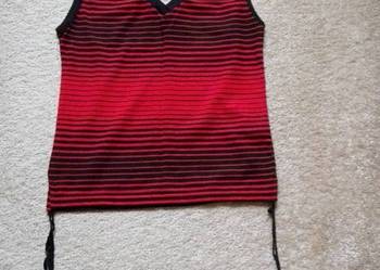 CZERWONY TOP W CZARNE PASY R.36/38