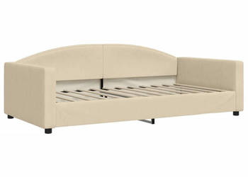 Sofa z funkcją spania kremowa obita tkaniną 100x200 cm WM-354120