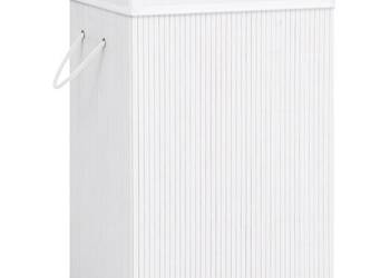 Bambusowy kosz na pranie z pojedynczą przegrodą, biały(320751) Bambusowy kosz na pranie z pojedynczą przegrodą, biały(320751)