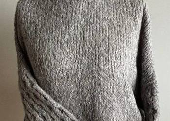 Sweter damski ciepły szary gruby splot oversize