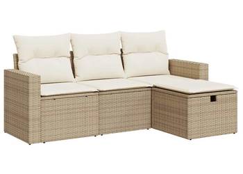 vidaXL 4-cz. zestaw mebli ogrodowych z poduszkami, beżowy(SKU:3325354)