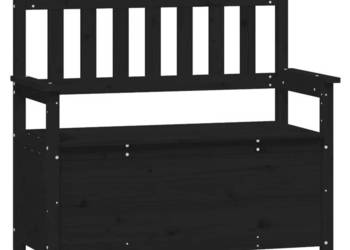 Ławka czarna 1125x515x965 cm lite drewno sosnowe WM-823563