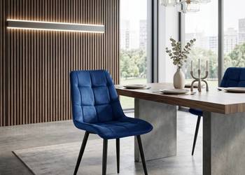 Granatowe Krzesło Tapicerowane Coral, Wysyłka 24H