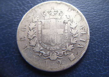 Stare monety 2 lir 1863 Włochy srebro