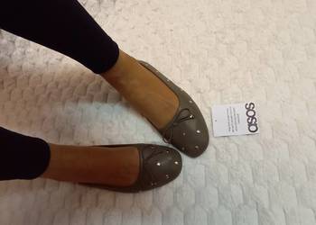 (39) ASOS Design/ zielone, Bogato zdobione dżetami baleriny z Londynu, NOWE