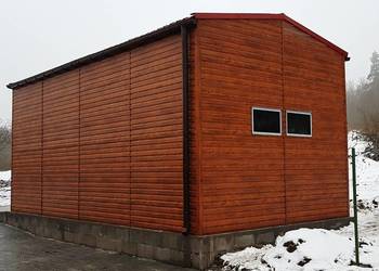 Blaszana montowana hala 4x8m – złoty dąb jasny