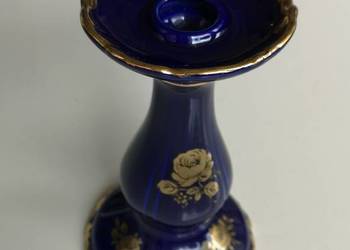 Świecznik porcelanowy kobalt vintage
